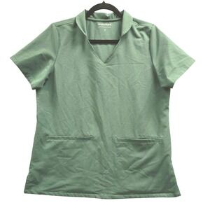 Mandala Scrub Top  Multi Wear Collar Top Women M Green